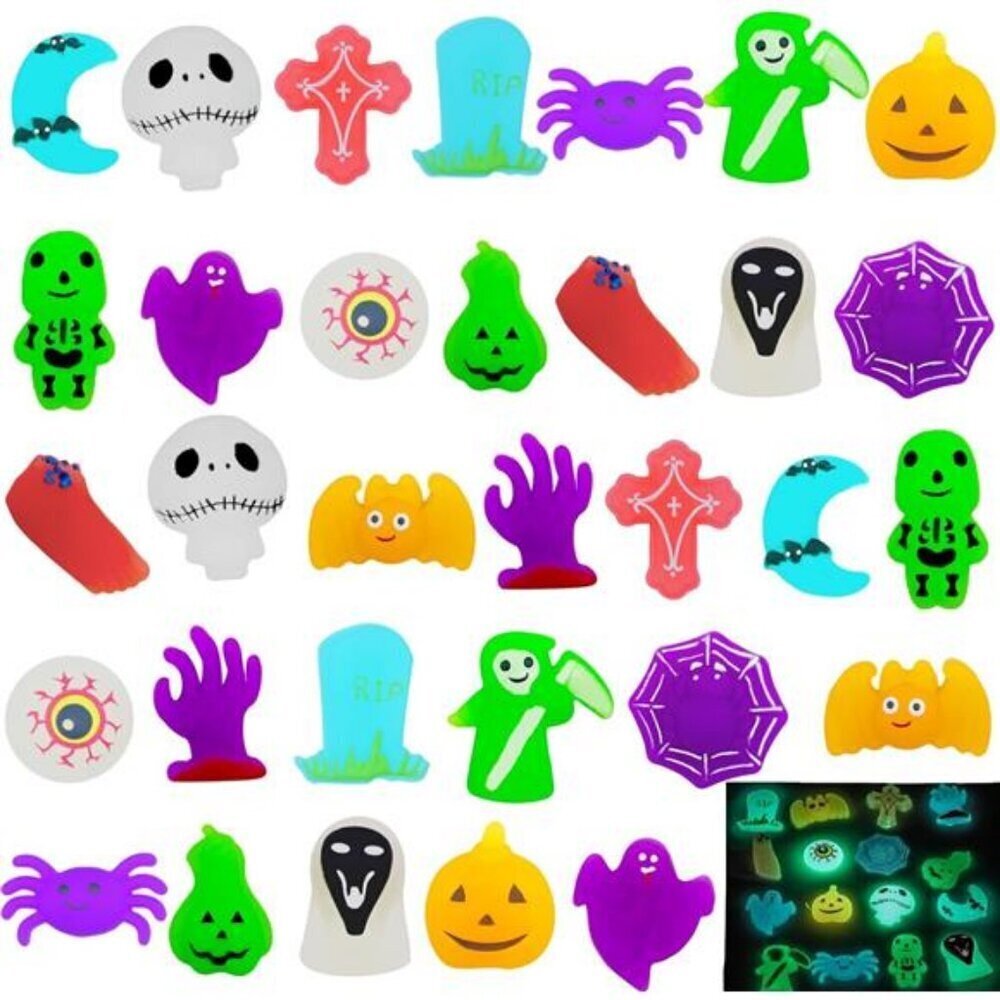 Glow in Dark Mochi Squishies 32 Pack Halloween Party Favor
